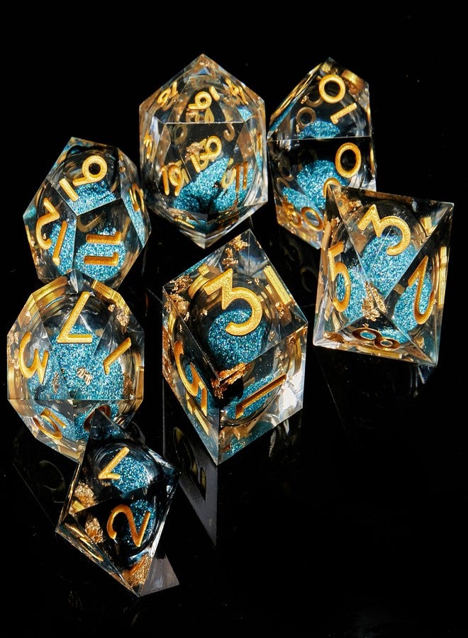 FugaCity DND Dice Set,Liquid Core Handmade Sharp Edge 7 Piece Resin Dice-Dungeons and Dragons Polyhedral Dice Set, D&D Dice Set with Gift Dice Case for RPG MTG Table Games （ - Image 2